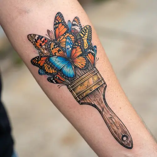 Butterfly Wings Paintbrush Tattoo Design Inspiration