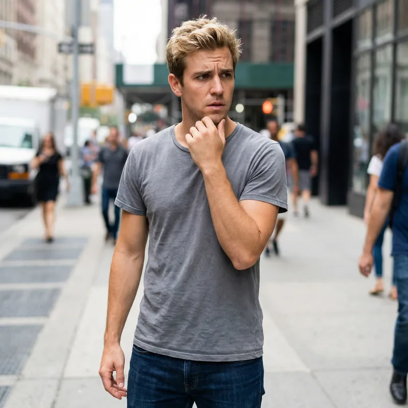 Anxious Caucasian Man in His Thirties with Blonde Hair Anxious Caucasian Man in His Thirties with Blonde Hair