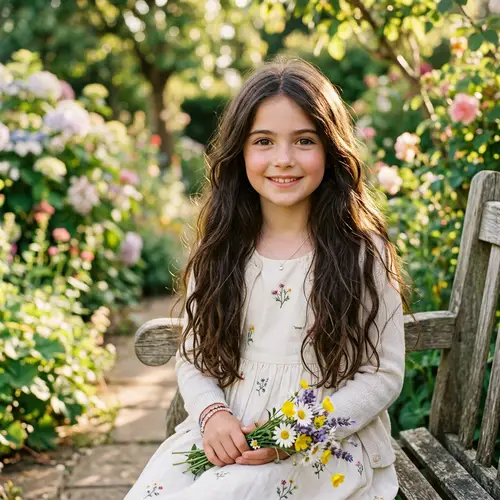 Beautiful Young Girl with Brown Eyes and Dark Hair