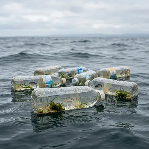 Unique Mini Ecosystems: Fish in Plastic Bottles Floating in Sea
