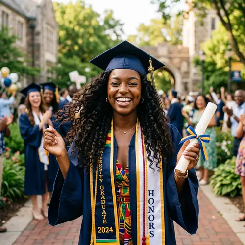 Joyful Graduate Celebrating Achievement Outdoors