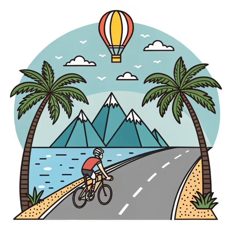 Scenic Mountain Road Cartoon Banner for Cyclists