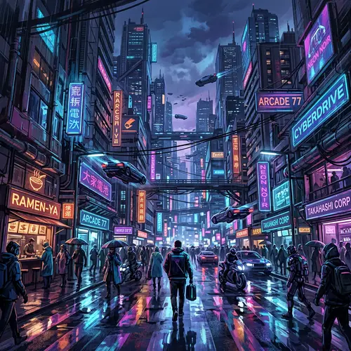 Futuristic Sci-Fi Noir Cityscape | Cyberpunk Metropolis Art