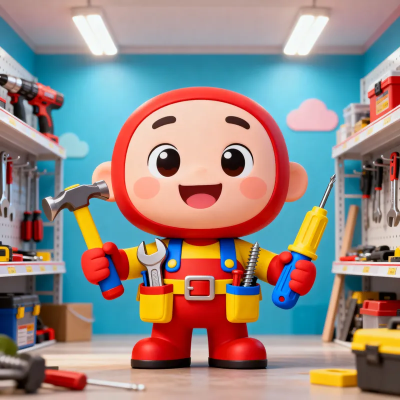 Cheerful Mascot for Hardware Store Business