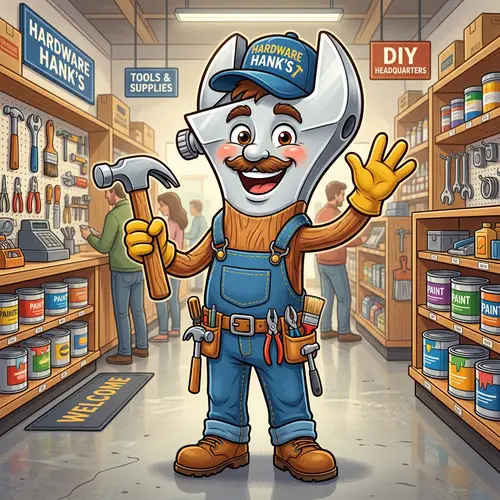 Cheerful Mascot for Hardware Store Business