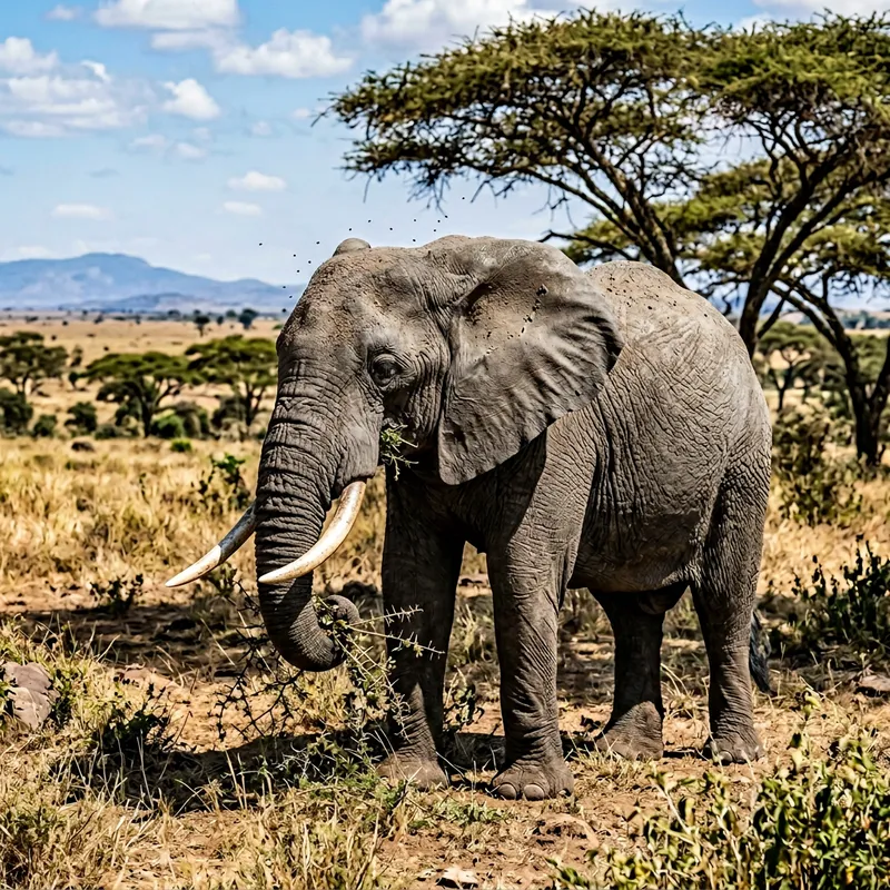 Majestic Elephant in Savanna Habitat Majestic Elephant in Savanna Habitat