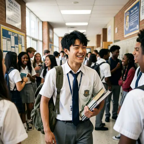 Lively High School Boy with Energetic Demeanor