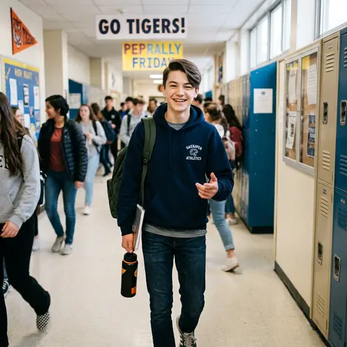 High School Boy with Active Personality and 7:3 Hair Parting