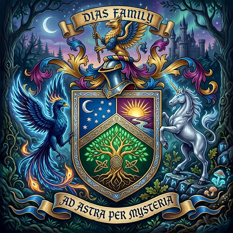 Mystical Heraldic Coat of Arms of the Dias Family Mystical Heraldic Coat of Arms of the Dias Family