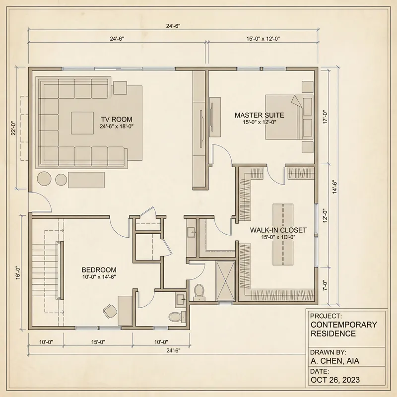 Modern 3-Bedroom House Blueprint | AutoCAD Design