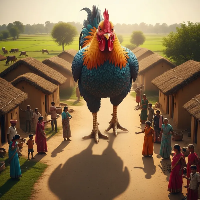 Giant Chicken Stuns Villagers in Indian Village