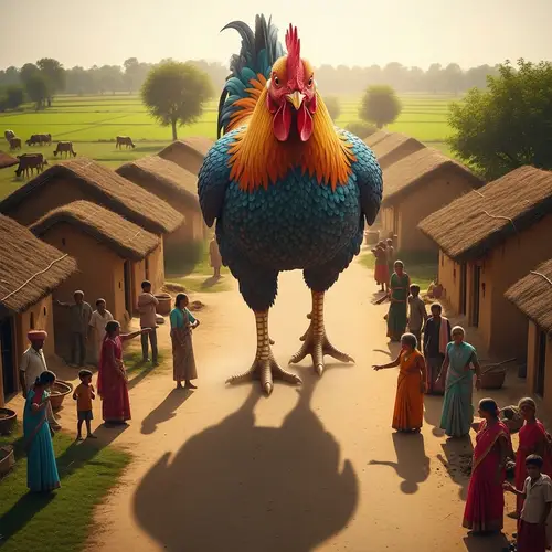 Giant Chicken Stuns Villagers in Indian Village