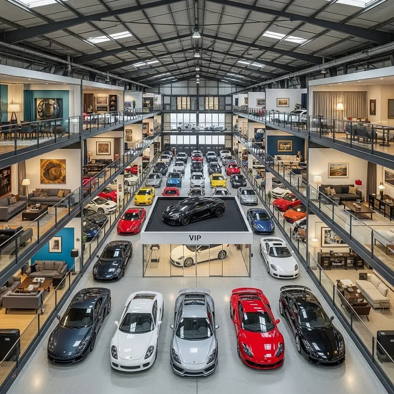 Industrial Car Showroom with VIP Car Spot Industrial Car Showroom with VIP Car Spot
