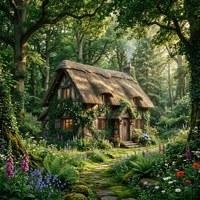 Mesmerizing Forest House: Enchanting Idyllic Scene
