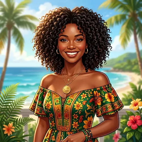 Radiant Jamaican Woman in Vibrant Island Colors