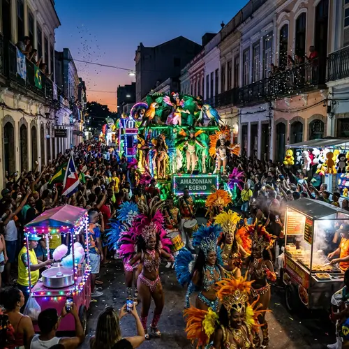 Colorful Carnival Celebration with Costumes and Floats