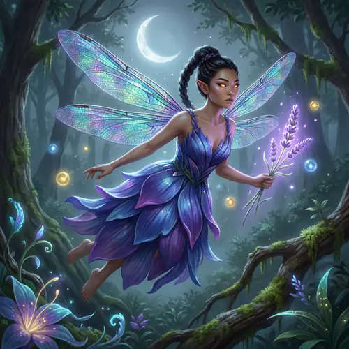 Powerful Fairy with Shimmering Wings - Magical Asian Enchantress