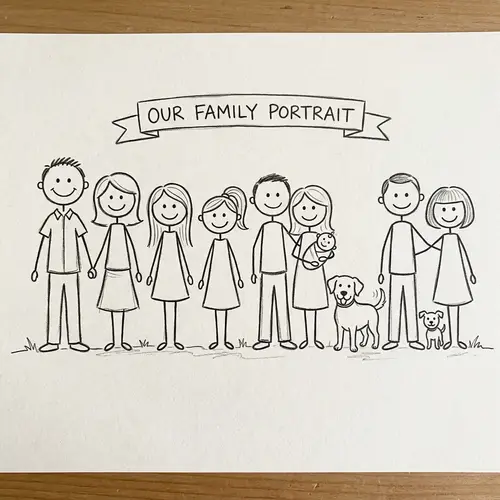 Stick Figure Family Drawing: Parents & Adult Children