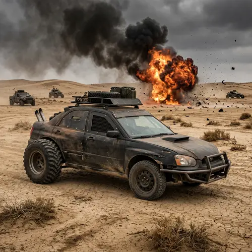 Mad Max-Inspired Sport Sedan in Dystopian Desert