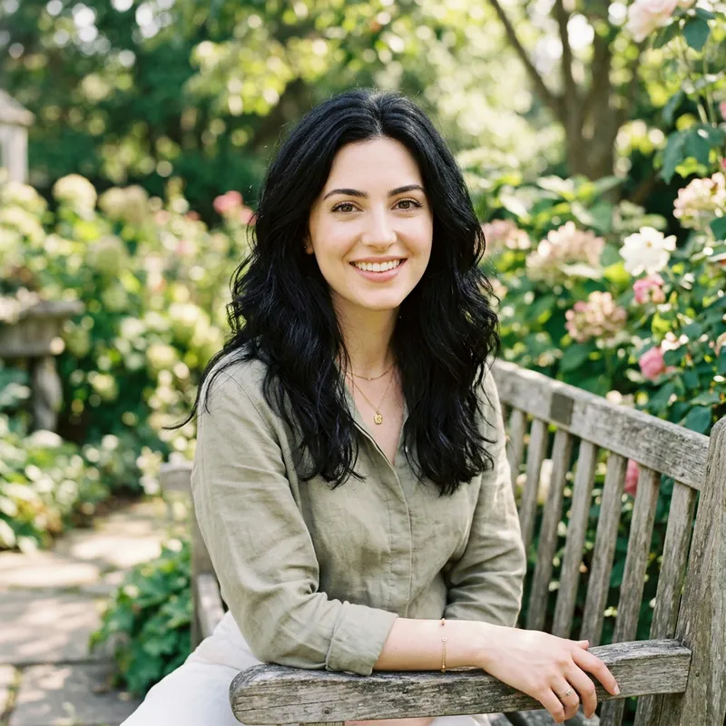 Elegant Woman with Black Hair and Light Skin