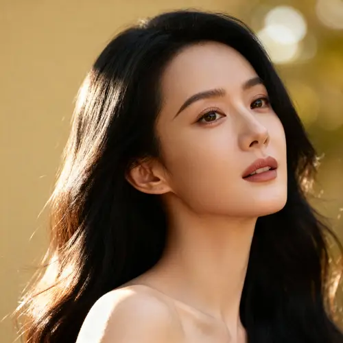 Elegant Woman with Black Hair and Light Skin