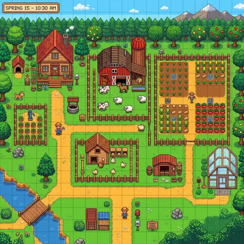 Charming Pixel Art Ranch Background for GBA Games