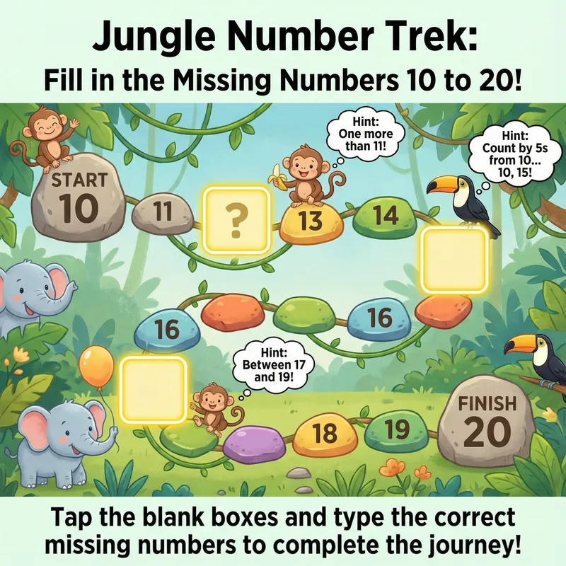 Interactive Number Line Activity: Complete Numbers 10-20