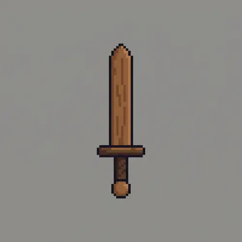 Pixel Art Wooden Sword for Video Game