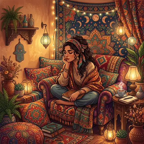 Dreamy Bohemian Art with Vibrant Colors - Digital Illustration