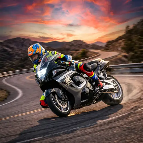 Sleek Motorcycle Racing at Full Speed | Action Shot with Asian Female Rider