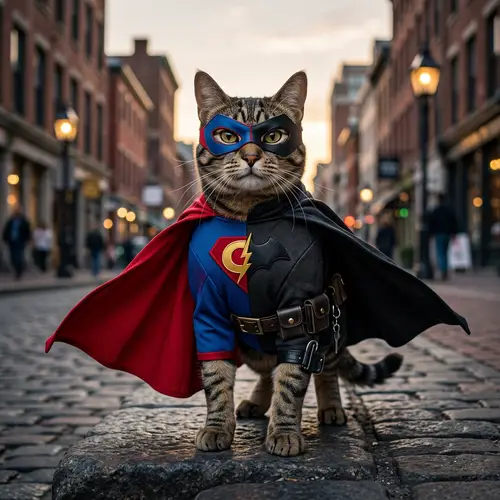Unique Superhero Cat Costume for High-Definition Quality