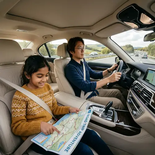 Luxurious Car Journey: Engaged Girl and Focused Guy