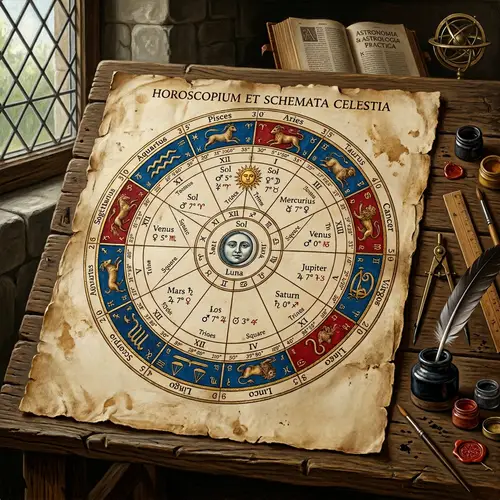 Northern Renaissance Astrology Chart by Jan van Eyck Style