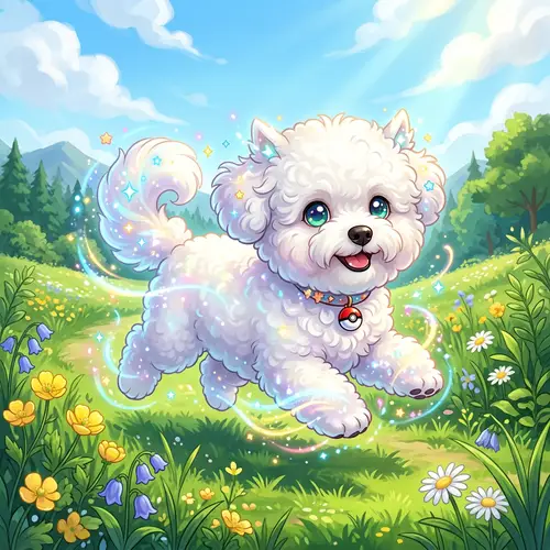 Cute Pokémon Bichon Frise Dog | Playful Fantasy Character