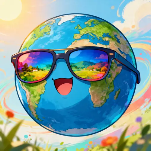 Whimsical Earth in Trendy Sunglasses - A Joyful View