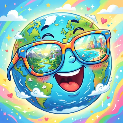 Whimsical Earth in Trendy Sunglasses - A Joyful View