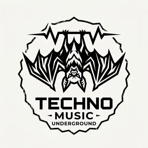 2D Logo with Upside-Down Bat for Techno Music
