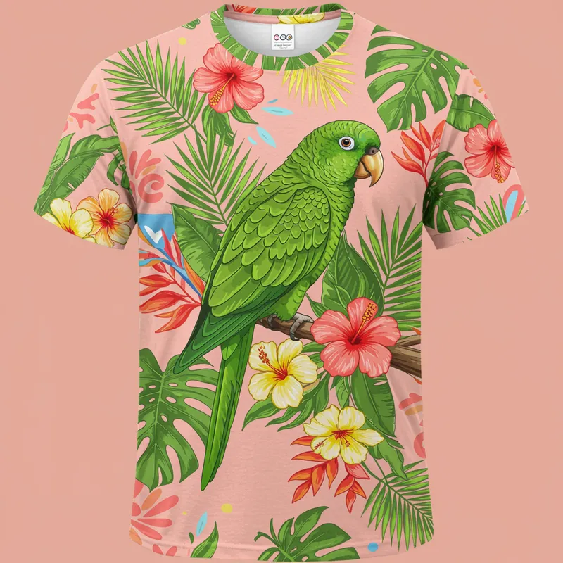 Puerto Rico Style Shirt Design with Green Parrot
