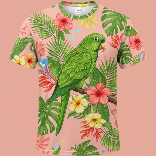 Puerto Rico Style Shirt Design with Green Parrot