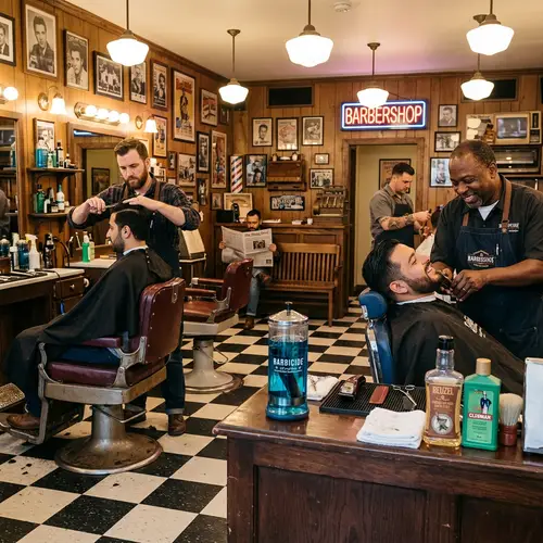 Men's Barbershop with Retro-Themed Interior