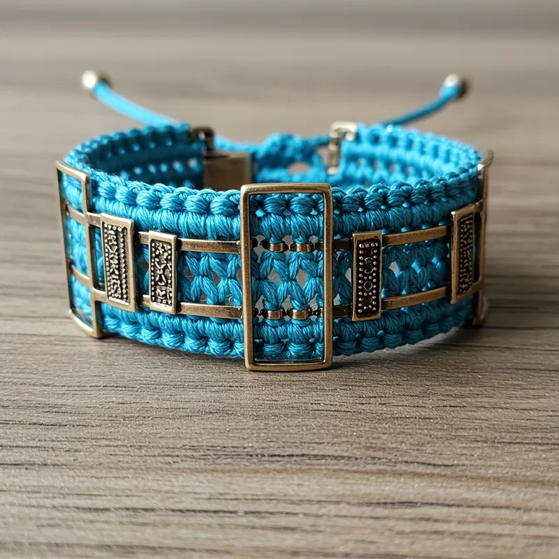 Celestial Thread Bracelet with Metal Rectangles