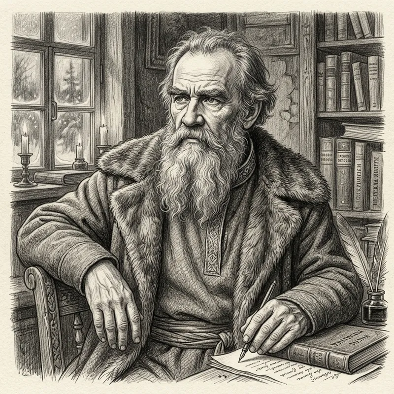 Leo Tolstoy Portrait Pencil Drawing