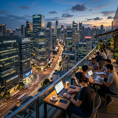 Realistic Business City Landscape for Freelancers