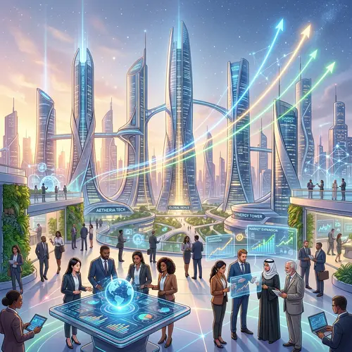 Futuristic Business Growth Concept | Innovative Corporate Landscape