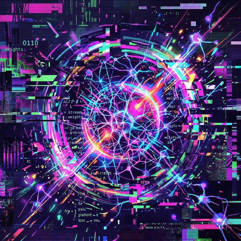 Vibrant AI Training Digital Art | Abstract Glitch Design