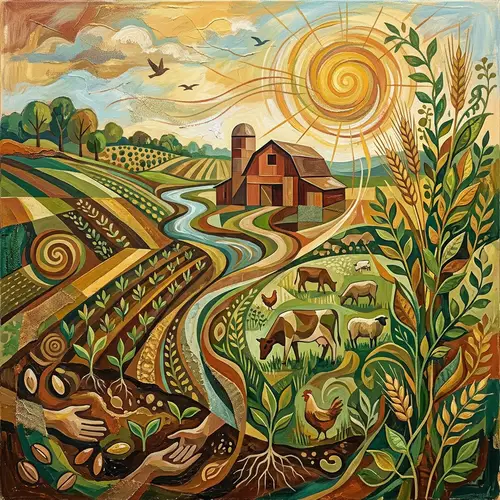 Harmonious Fusion of Agriculture Essence | Farming Imagery