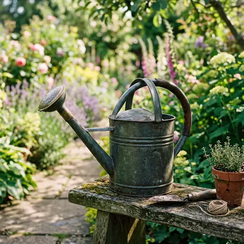 Vintage Garden Watering Can Still Life Photography