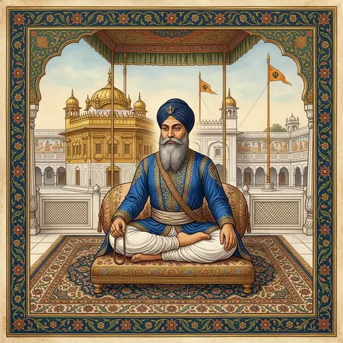 Spiritual Figure in Sikh Tradition Art | 17th Century Punjab Style