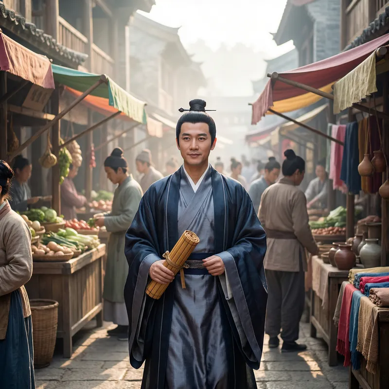 Ancient Chinese Male Character in Traditional Hanfu