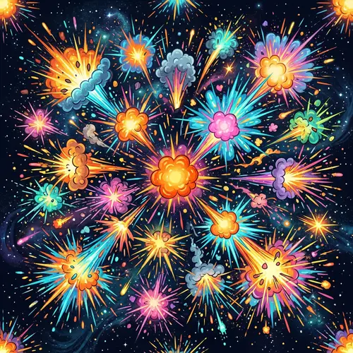 Vibrant Cartoon Explosions - Colorful Infinite Motion Art